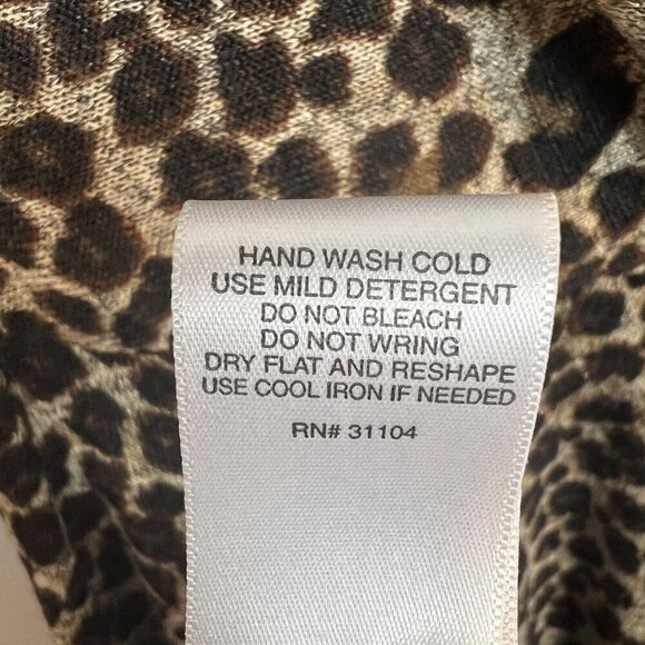 New Directions Leopard Print Dress Long Sleeve Size 6 Twist Knot Detail - Picture 6 of 6